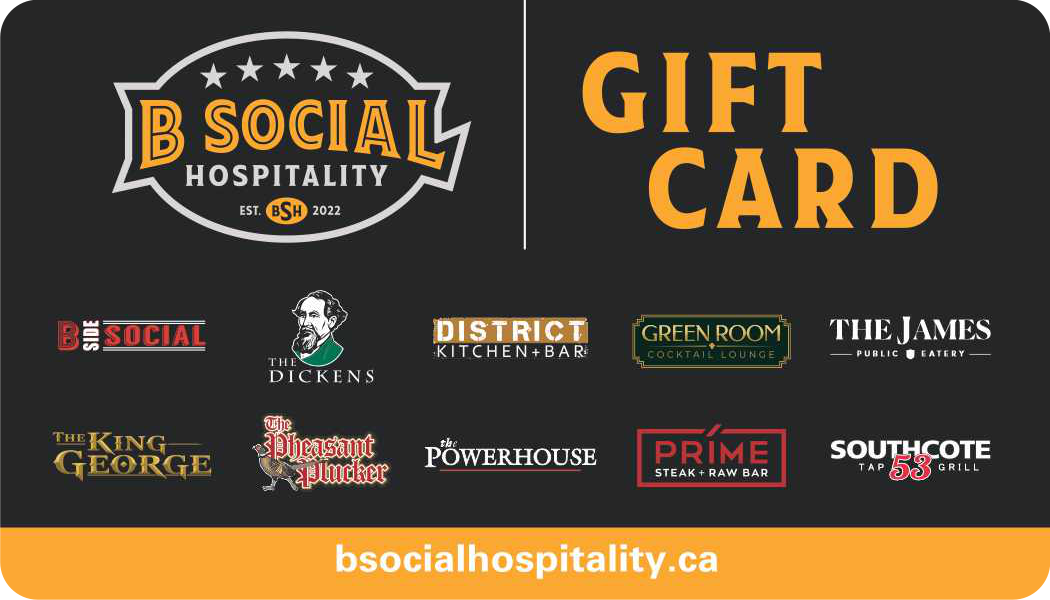 B Social Hospitality gift card valid at B Social restaurants